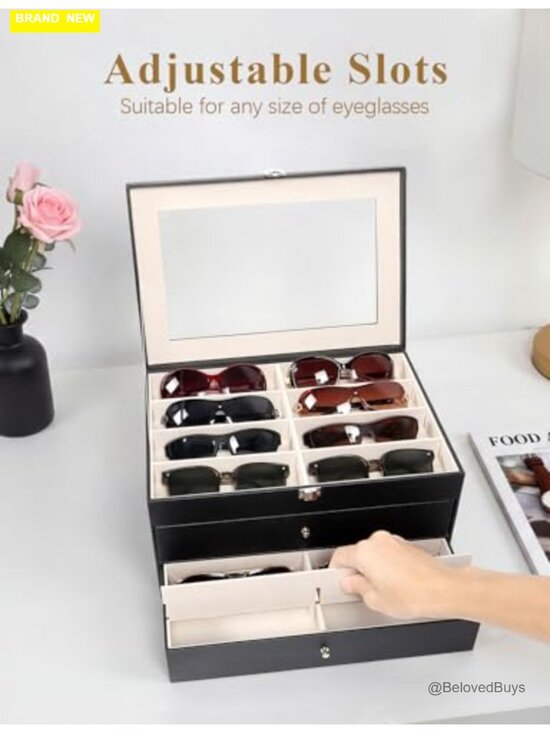PU Eyeglass Storage Case with 32 Adjustable Slots main image 6
